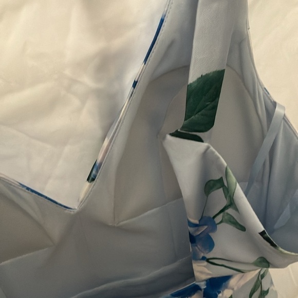 Sequin Hearts: Blue/White Flower Dress- Open Back with zipper back- tulle hem- 9 - Picture 12 of 16